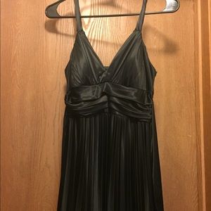 Black pleated floor length dress